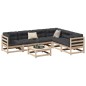vidaXL Set de sofás jardín 7 pzas con cojines madera maciza pino