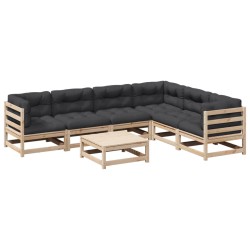 vidaXL Set de sofás jardín 7 pzas con cojines madera maciza pino