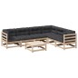 vidaXL Set de sofás jardín 7 pzas con cojines madera maciza pino
