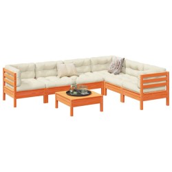 vidaXL Set de sofás jardín 7 pzas con cojines madera pino marrón cera