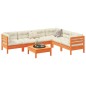 vidaXL Set de sofás jardín 7 pzas con cojines madera pino marrón cera vidaXL Set de sofás jardín 7 pzas con cojines madera pino marrón cera