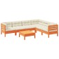 vidaXL Set de sofás jardín 7 pzas con cojines madera pino marrón cera vidaXL Set de sofás jardín 7 pzas con cojines madera pino marrón cera