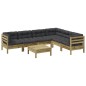 vidaXL Set de sofás jardín 7 pzas con cojines madera pino impregnada vidaXL Set de sofás jardín 7 pzas con cojines madera pino impregnada