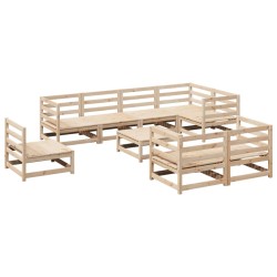 vidaXL Juego de sofás de jardín 9 pzas madera maciza de pino