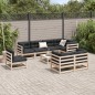 vidaXL Juego de sofás de jardín 9 pzas madera maciza de pino