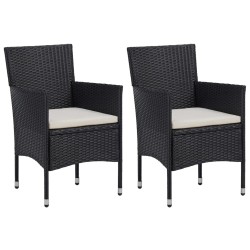 vidaXL Sillas de comedor de jardín 2 unidades ratán sintético negro