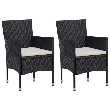 vidaXL Sillas de comedor de jardín 2 unidades ratán sintético negro