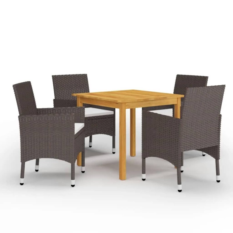 vidaXL Juego de comedor de jardín 5 piezas con cojines marrón vidaXL Juego de comedor de jardín 5 piezas con cojines marrón