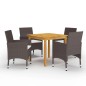 vidaXL Juego de comedor de jardín 5 piezas con cojines marrón vidaXL Juego de comedor de jardín 5 piezas con cojines marrón