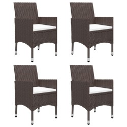 vidaXL Juego de comedor de jardín 5 piezas con cojines marrón