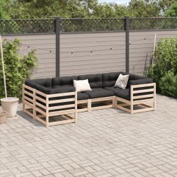 vidaXL Juego de sofás de jardín 6 pzas con cojines madera maciza pino
