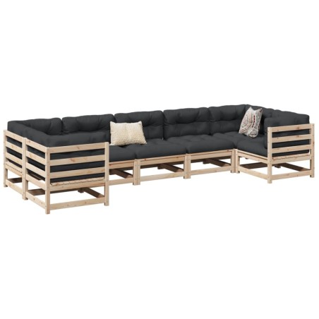 vidaXL Set de sofás jardín 7 pzas con cojines madera maciza pino