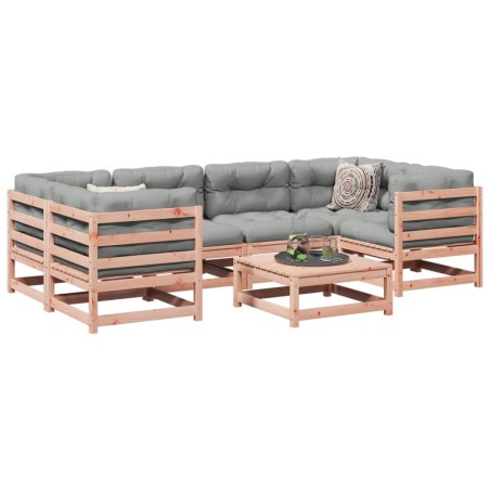 vidaXL Set de sofás jardín 7 pzas con cojines madera abeto Douglas