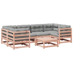 vidaXL Set de sofás jardín 7 pzas con cojines madera abeto Douglas