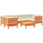 vidaXL Set de sofás jardín 7 pzas con cojines madera pino marrón cera