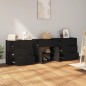 vidaXL Aparadores 3 piezas madera contrachapada negro vidaXL Aparadores 3 piezas madera contrachapada negro