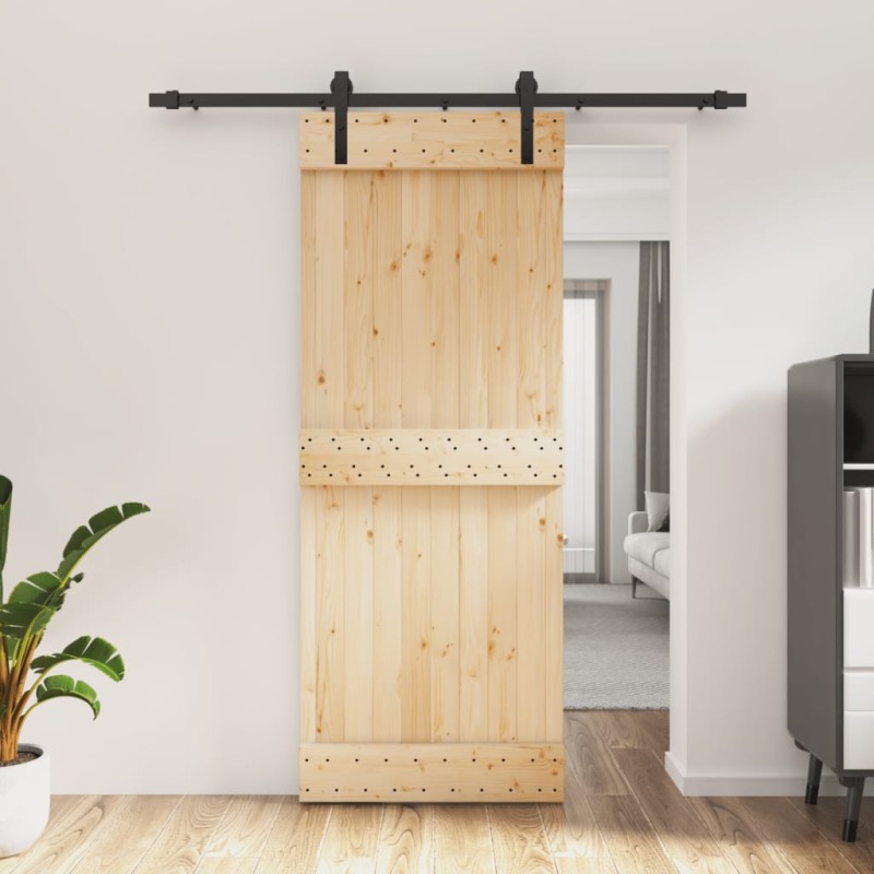 vidaXL Puerta corredera con herrajes madera maciza de pino 80x210 cm vidaXL Puerta corredera con herrajes madera maciza de pino 80x210 cm