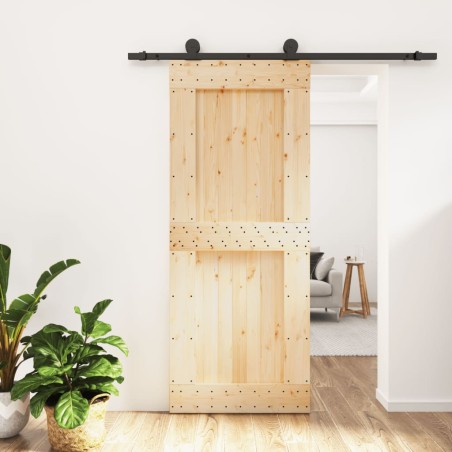 vidaXL Puerta corredera con herrajes madera maciza de pino 85x210 cm