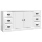 vidaXL Aparadores 3 uds madera contrachapada blanco brillo vidaXL Aparadores 3 uds madera contrachapada blanco brillo