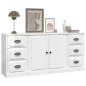 vidaXL Aparadores 3 uds madera contrachapada blanco brillo vidaXL Aparadores 3 uds madera contrachapada blanco brillo