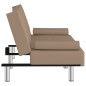 vidaXL Sofá cama con portavasos cuero sintético color capuchino vidaXL Sofá cama con portavasos cuero sintético color capuchino