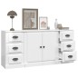 vidaXL Aparadores 3 uds madera contrachapada blanco brillo vidaXL Aparadores 3 uds madera contrachapada blanco brillo