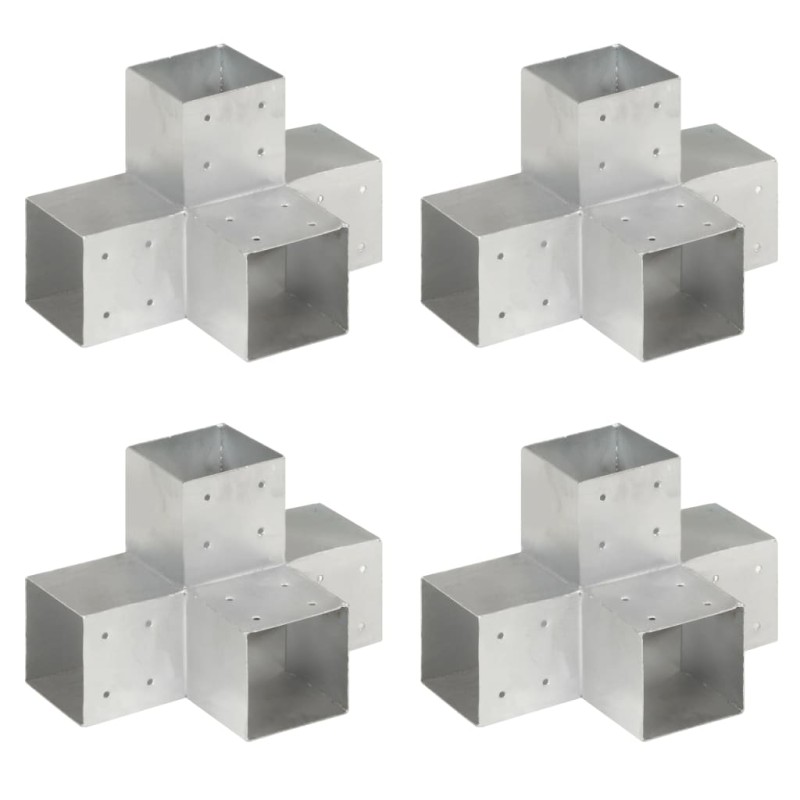 vidaXL Conectores de postes en X 4 uds metal galvanizado 101x101 mm vidaXL Conectores de postes en X 4 uds metal galvanizado 101x101 mm