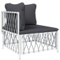 vidaXL Juego de muebles de jardín 2 piezas con cojines acero blanco