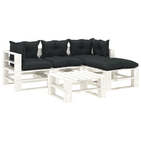 vidaXL Muebles de palets de jardín 5 pzas madera cojines antracita