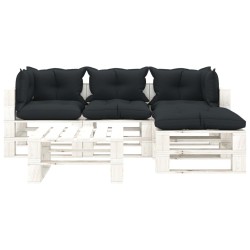 vidaXL Muebles de palets de jardín 5 pzas madera cojines antracita