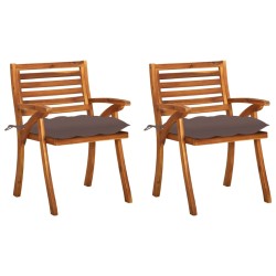vidaXL Sillas de comedor jardín con cojines 2 uds madera maciza acacia
