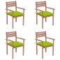 vidaXL Sillas de jardín 4 uds madera de teca y cojines verde brillante vidaXL Sillas de jardín 4 uds madera de teca y cojines verde brillante