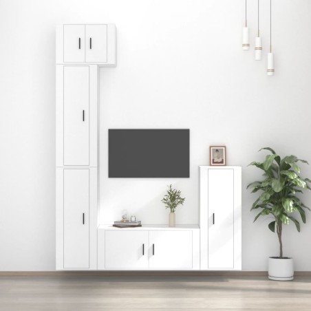 vidaXL Set de muebles para TV 5 piezas madera contrachapada blanco