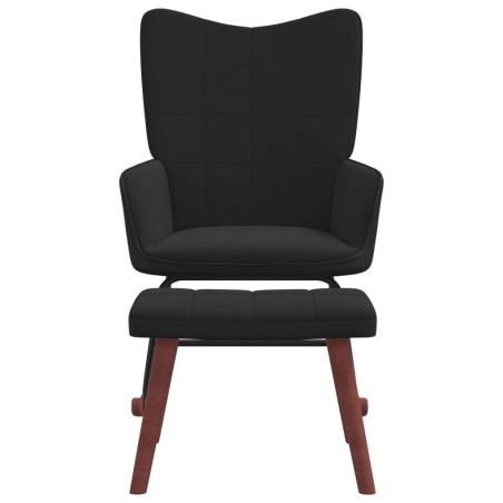 vidaXL Silla mecedora con reposapiés terciopelo y PVC negro