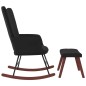 vidaXL Silla mecedora con reposapiés terciopelo y PVC negro vidaXL Silla mecedora con reposapiés terciopelo y PVC negro
