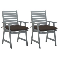 vidaXL Sillas de comedor jardín 2 uds madera maciza acacia con cojines