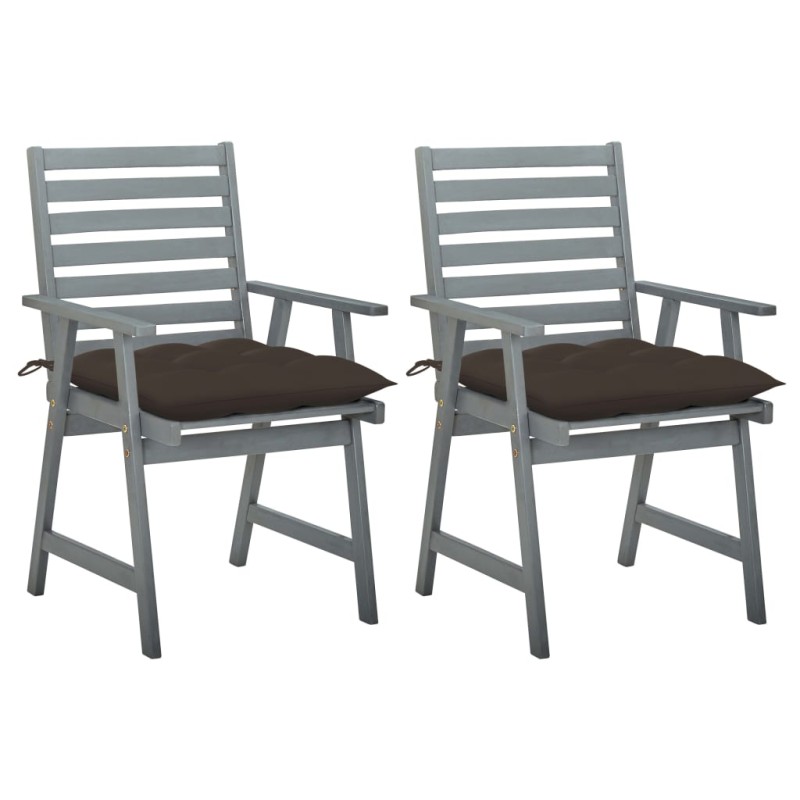 vidaXL Sillas de comedor jardín 2 uds madera maciza acacia con cojines vidaXL Sillas de comedor jardín 2 uds madera maciza acacia con cojines