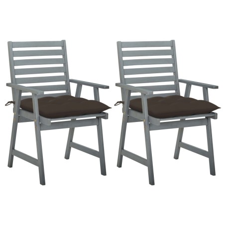 vidaXL Sillas de comedor jardín 2 uds madera maciza acacia con cojines