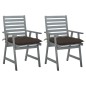 vidaXL Sillas de comedor jardín 2 uds madera maciza acacia con cojines vidaXL Sillas de comedor jardín 2 uds madera maciza acacia con cojines
