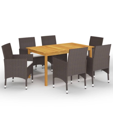 vidaXL Juego de comedor de jardín de 7 piezas marrón