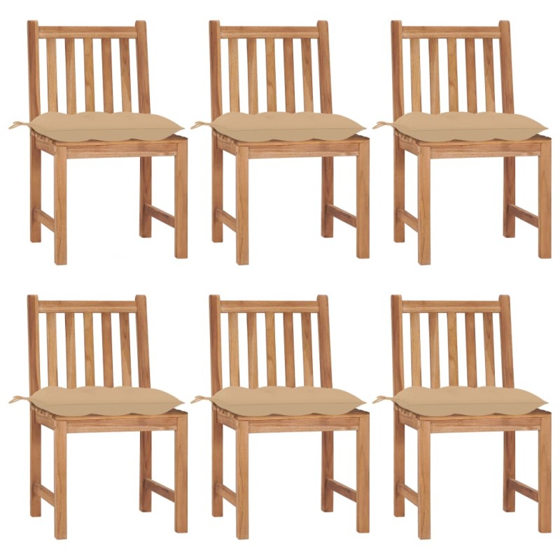vidaXL Sillas de jardín 6 unidades con cojines madera maciza de teca vidaXL Sillas de jardín 6 unidades con cojines madera maciza de teca
