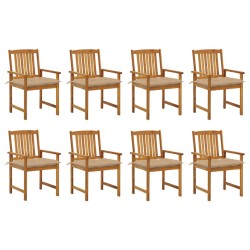 vidaXL Sillas de jardín con cojines 8 uds madera maciza de acacia 