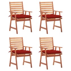 vidaXL Sillas comedor de jardín y cojines 4 uds madera maciza acacia