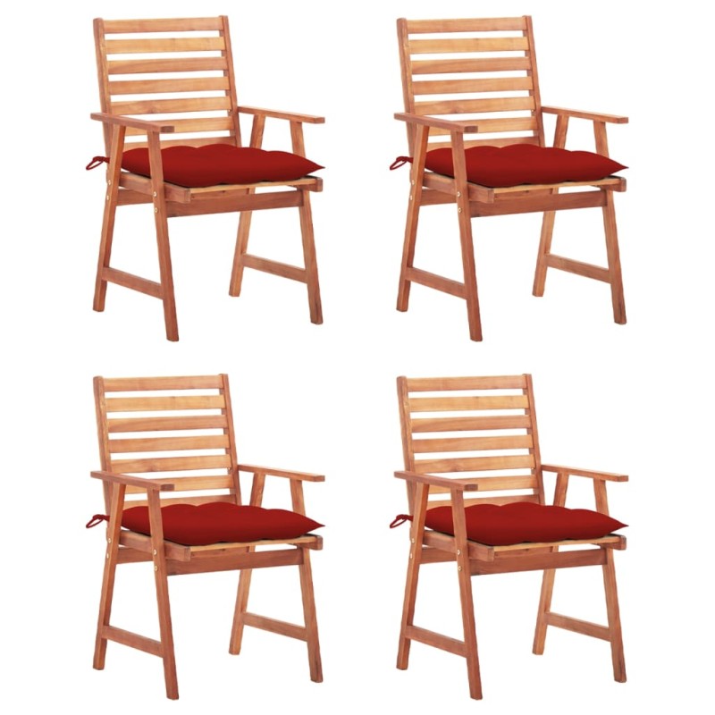 vidaXL Sillas comedor de jardín y cojines 4 uds madera maciza acacia vidaXL Sillas comedor de jardín y cojines 4 uds madera maciza acacia