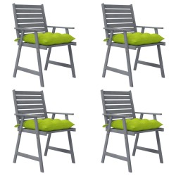 vidaXL Sillas de comedor jardín con cojines 4 uds madera maciza acacia