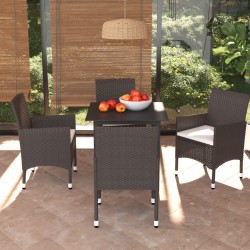vidaXL Juego muebles jardín 5 pzas con cojines ratán sintético marrón