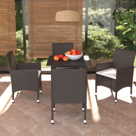 vidaXL Juego muebles jardín 5 pzas con cojines ratán sintético marrón