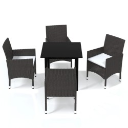 vidaXL Juego muebles jardín 5 pzas con cojines ratán sintético marrón