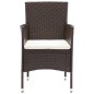 vidaXL Juego muebles jardín 5 pzas con cojines ratán sintético marrón vidaXL Juego muebles jardín 5 pzas con cojines ratán sintético marrón