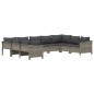 vidaXL Set de muebles de jardín 9 pzas y cojines ratán sintético gris vidaXL Set de muebles de jardín 9 pzas y cojines ratán sintético gris